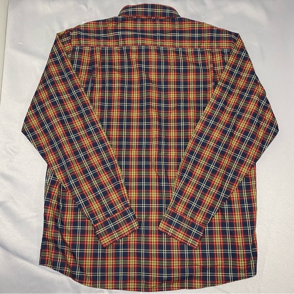 Wrangler Authentic Men's Size Large Long Sleeve Button Shirt Blue Green Plaid - Picture 5 of 7